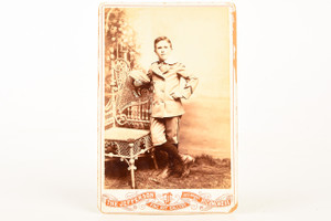 1890s Cabinet Card 4¼x6½'' Albumen Photo Young Boy in Military-Inspired Suit V21