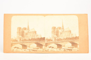 1860s French Stereoview Photo - Notre-Dame Cathedral Paris with Scaffolding V24