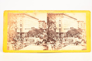 1865 Stereoview Photo - Fulton St. NYC Showing Ruins of Barnum's Museum V23