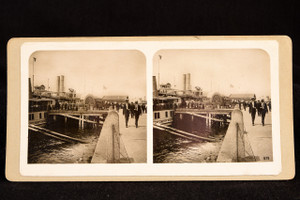 1900s New York Battery Place Harbor Stereoview Photo Steamship Dock V25