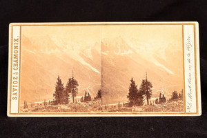 Mont Blanc & Chamonix Valley from La Flégère Alpine Stereoview Photo 1870s V22