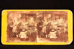 Stereoview Photo Threading a Needle Victorian Genre Scene Family Antique V20