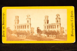 Stereoview Photo Saint-Sulpice Church Paris France Antique French View 6¾×3½ V27