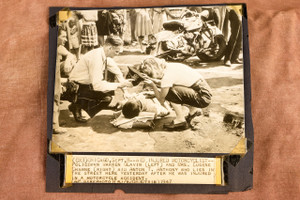 Chicago Injured Motorcyclist Receiving Aid at Crash Scene 1947 AP Wire Photo V33