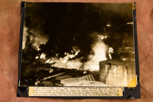 Wilmington CA Los Angeles Harbor Tanker Explosion Fire 1947 AP Wire Photo V33