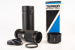 P/K Mount Tamron 80-210mm f/3.8~4 Zoom Lens Adaptall-2 w UV Caps Case Box 103A