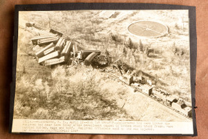 Woodbridge NY Box Car Derailment Aerial View 1947 AP Wire Photo V34