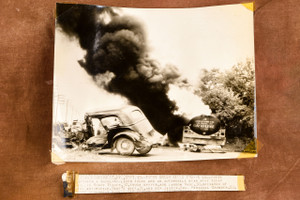 Louisville Kentucky Gasoline Truck Fiery Crash 8¼x6½ 1947 AP Wire Photo V30