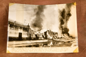 LA Harbor Steamship Terminal Explosion Fire 9x6¾ 1947 AP Wire Photo V39