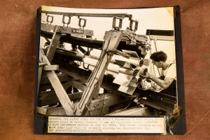Ram Jet Rocket Projectile Test Fort Miles Delaware 8¾x7¾ 1947 AP Wire Photo V31