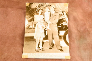 Bill Odom Round The World Bendix Flight Farewell 6½x9 1947 AP Wire Photo V39