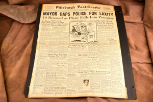 1949 Pittsburgh Post-Gazette Plane Crash Mayor Lawrence Front Page 18¾x23 V32