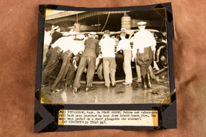 Police Roll Scorched Cars After Island Queen Fire 7¼x6¾ 1947 Press Photo V39