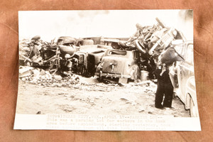 Texas City Explosion Wrecked Dock Workers Cars 8⅞x6¼ 1947 AP Wire Photo V33