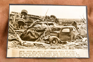 Worth Missouri Tornado Wreckage Cars Adams Store 9x6⅛ 1947 AP Wire Photo V33