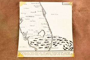 Hurricane Cuts Across South Florida Map 6¼x6¾ 1947 AP Wire Photo V35