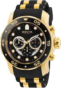 Invicta Pro Diver Scuba Chronograph Black Dial Gold Men’s Quartz Watch 6981 NEW