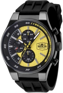 Invicta Racing Champier Men's Quartz Watch 44mm Black & Yellow 48876 NEW