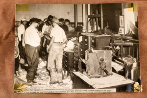 Suspected Bomb Wrecks Philadelphia Detective Bureau 7½x5½ 1947 AP Wire Photo V31