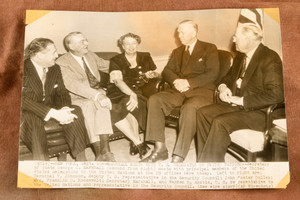 Marshall Eleanor Roosevelt & Dulles UN Delegates NYC 8⅝x6⅛ 1947 AP Wire Photo V30