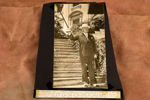 Truman Leaving White House Waving Cane Washington 7 x 8¼ 1947 AP Wire Photo V35
