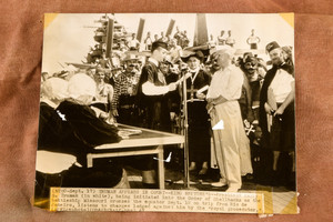 Harry Truman USS Missouri King Neptune Shellback 7⅞X6¼" 1947 AP Wire Photo V37