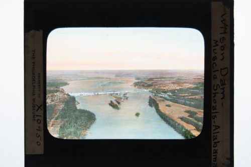 Antique Magic Lantern Slide Wilson Dam Muscle Shoals- Alabama E15