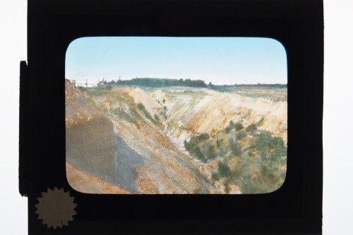 Antique Magic Lantern Slide Open Pit Iron Mountain Michigan E17