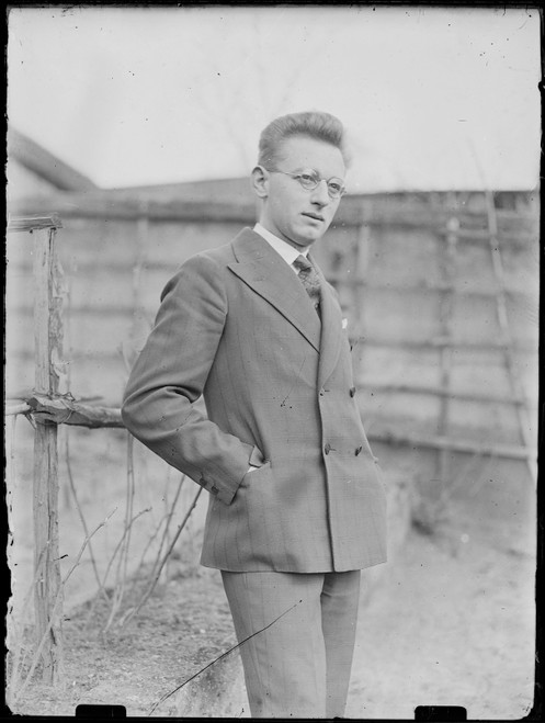German Post WWI 3 1/2 x 4 3/4 Inch Glass Plate Negative Gentleman in a Suit V99