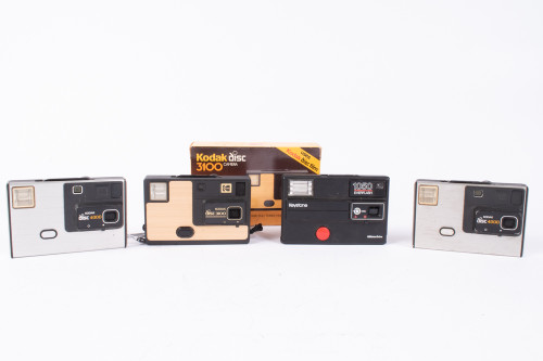 Lot of 4 Vintage Disk Film Cameras Keystone And Kodak PARTS OR REPAIR V12