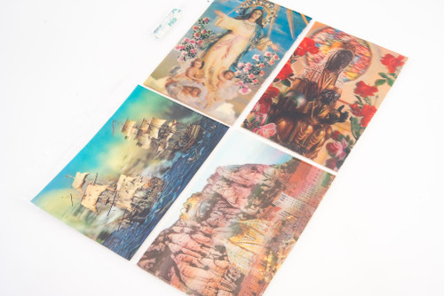 Religous & Warring Pirate Ships Vintage 3D Lenticular Postcard Escudo De Oro V26