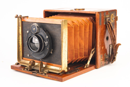 Ernemann HEAG VI Tropen Tropical 9x12 Folding Plate Camera Teak & Brass V25