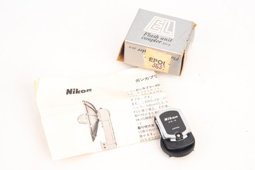 Nikon AS-2 EL 35mm SLR Camera Flash Unit Coupler in Box w Instructions MINT V28