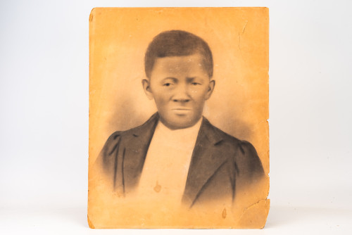 Late 1800s Crayon Enlargement Solar Portrait of African American Gentleman 14x17