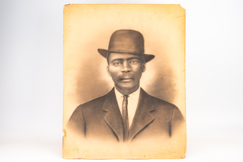 Late 1800s Crayon Enlargement Solar Portrait of African American Gentleman 16x20