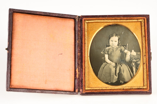 Daguerreotype of Young Girl in 1/6 Plate Wood Composite Union Case V25