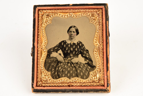 Ruby Ambrotype of Woman in 1/6 Plate Wood Composite Union Case V21
