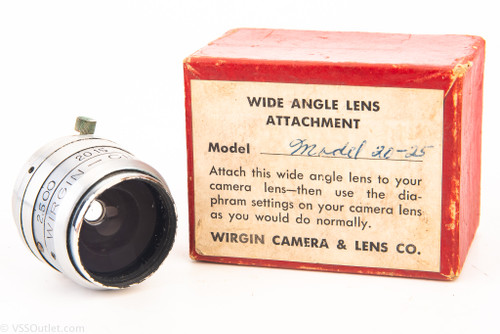 Wirgin Cine Amplon Model 20-25 Wide Angle Lens Attachment 16mm Push On / Box V21