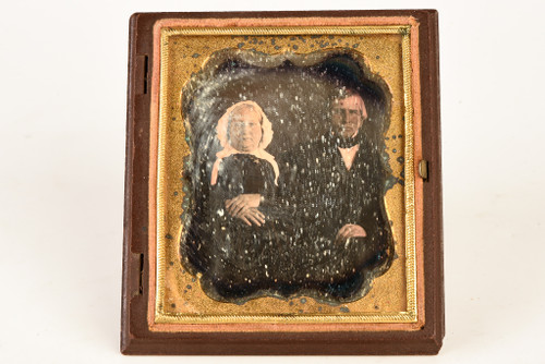 Daguerreotype of Older Man & Woman Couple in 1/6 Plate Molded Union Case V29
