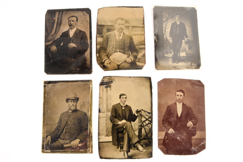 Tintype lot of 6 Antique Photos Featuring Fine Victorian Gentlemen V29