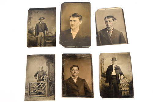 Tintype lot of 6 Antique Photos Featuring Fine Victorian Gentlemen V26