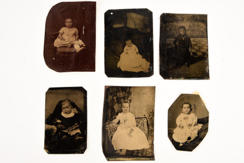 Tintype lot of 6 Antique Photos Featuring Young Victorian Children V21