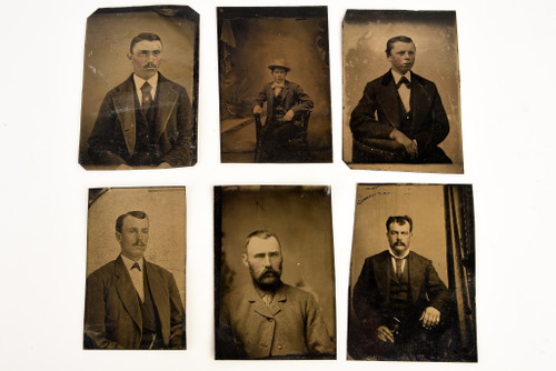 Tintype lot of 6 Antique Photos Featuring Fine Victorian Gentlemen V28