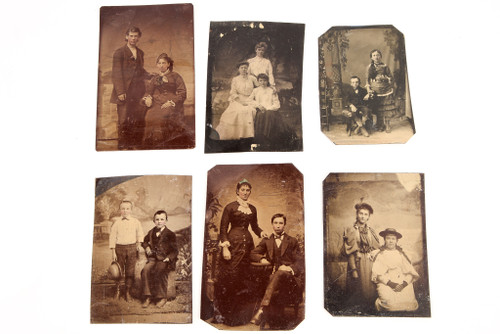 Tintype lot of 6 Antique Photos Featuring Sets of Victorian Siblings V20