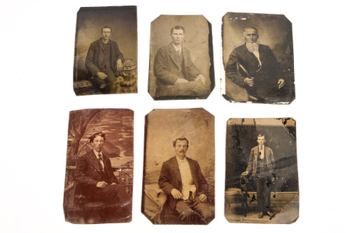 Tintype lot of 6 Antique Photos Featuring Fine Victorian Gentlemen V27