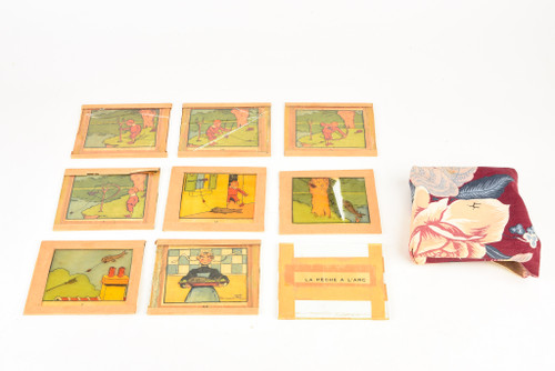 French Magic Lantern Slide Set - La Peche A L'Arc - Antique V23
