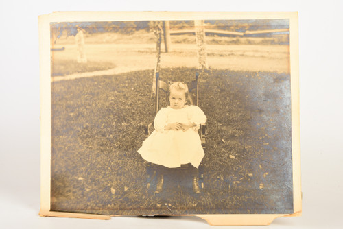 1920s Silver Gelatin Print 13x10½'' - Young Girl in Rocking Chair V29