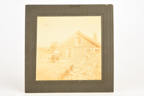 1900 Mounted Albumen Print 5½ x5½'' - Dad Riding a Horse by Our house V27