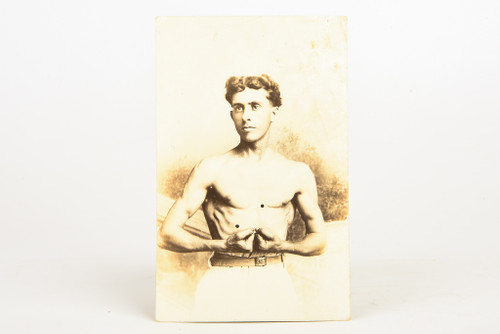1910s 5¼ x 3½'' RPPC Sepia Silver Gelatin Photo - Boxer Posing - Havana Cuba V28