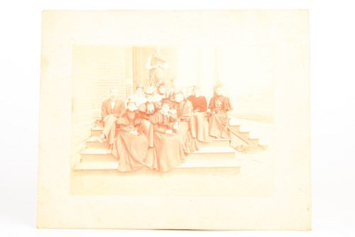 1890s Mounted Albumen Print 10⅞ x 8⅞'' - Family Portrait on Porch V21